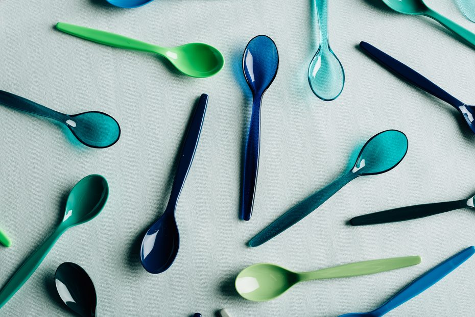 Translucent Blue and Green Copolyester Teaspoons