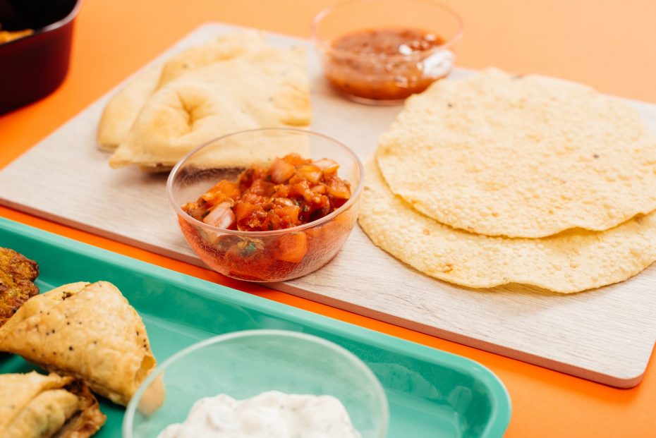 Indian Food on an Oak S-Plank