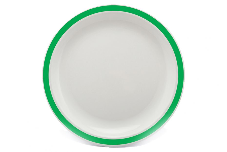 Large Duo Plate with Emerald Green Rim