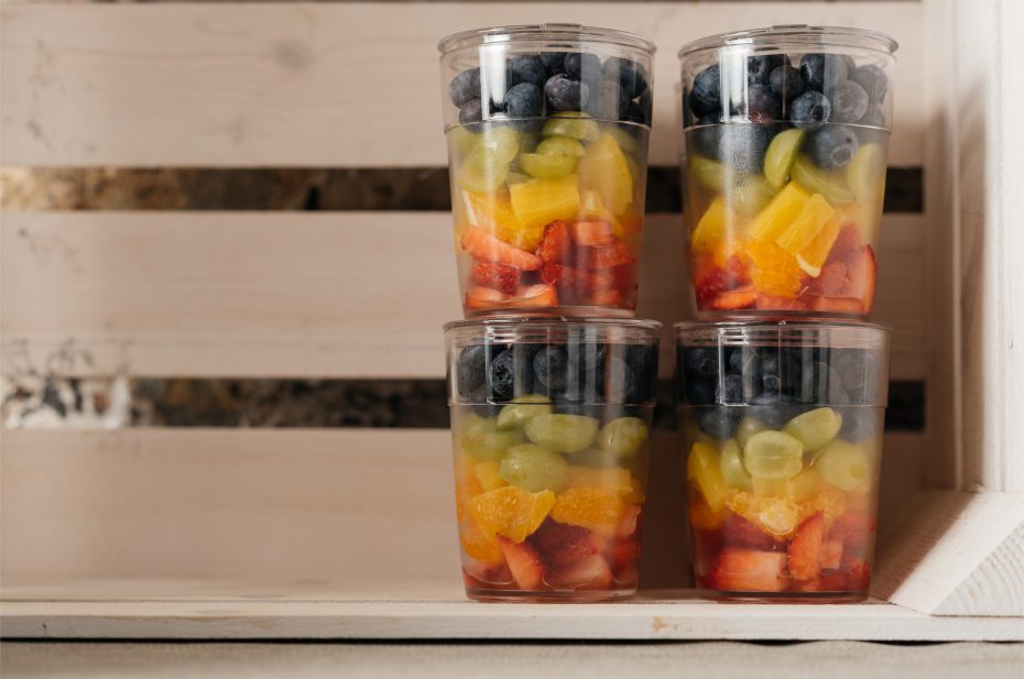 Fruit Salad in a Frosted Tumbler with Lid