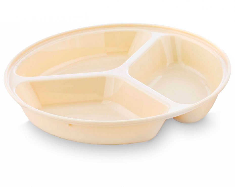 3 Compartment Deep Plate in Beige