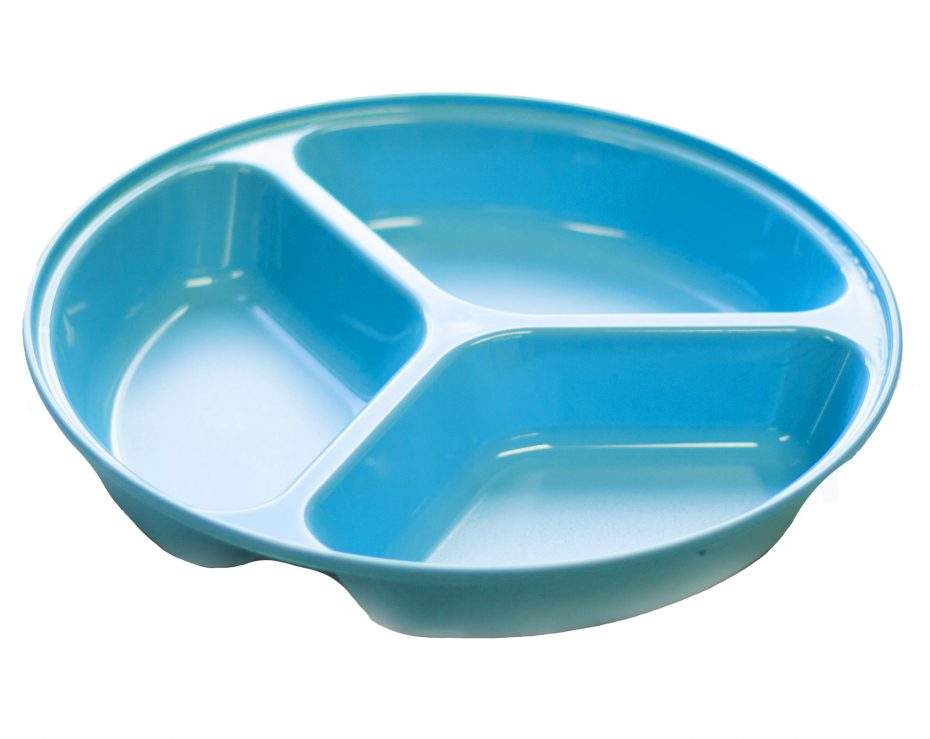 3 Compartment Deep Plate in Blue