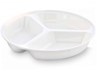 3 Compartment Deep Plate in White