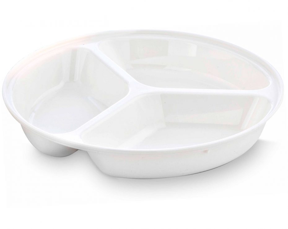 3 Compartment Deep Plate in White