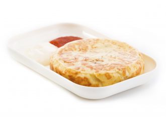 Small White Rectangular Dish with a Spanish Omelette