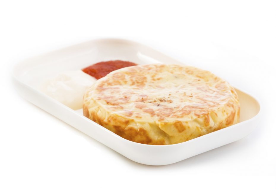 Small White Rectangular Dish with a Spanish Omelette