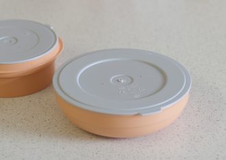 Salmon High Heat Bowl and Grey Lid