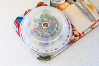 Salad served with Clear Plate Cover with Vent