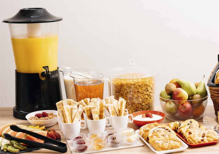 Black Drink Dispenser at a Breakfast Buffet