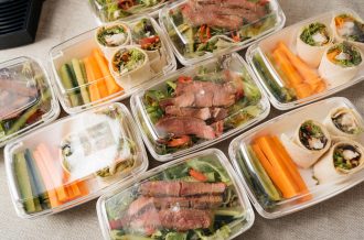 Grab'n'go lunches in White Rectangular Dishes