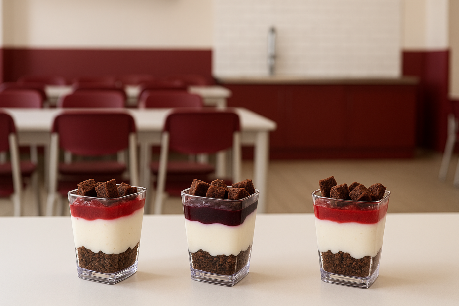 150ml Dessert Pots in Canteen Setting