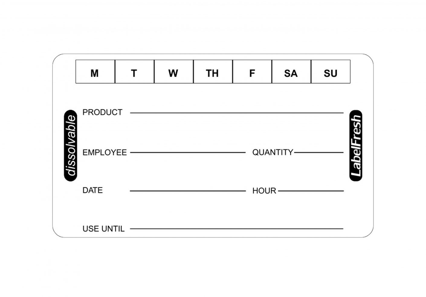 Week Up Label Weekly Food Labels Dissolvable - 250 per roll • Harfield Tableware