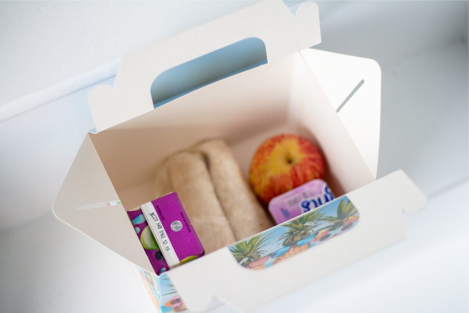 Cardboard Lunch Box with kids meal