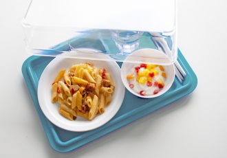 3 Compartment Meal Tray in Steel Blue with Lid