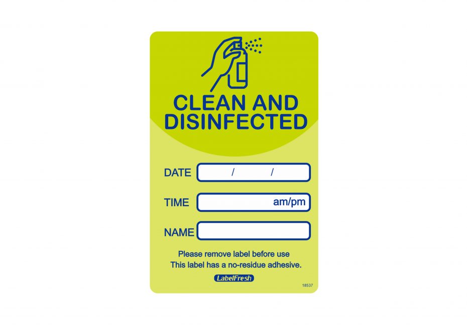 Clean & Disinfected Green Labels