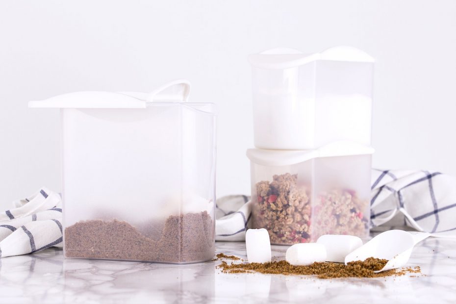 Sugar and Granola in Dry Food Containers