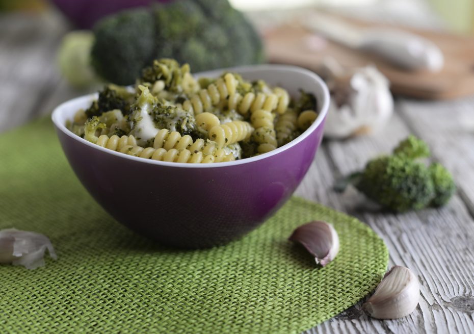 Pasta in Purple Curved Edge Bowl