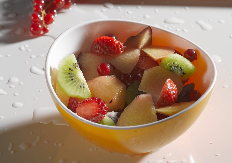 Fruit in Yellow Curved Edge Bowl