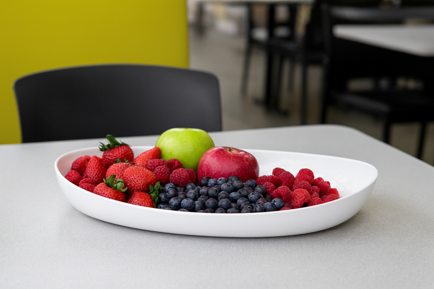 White Large Server Plate with a Selection of Fruit