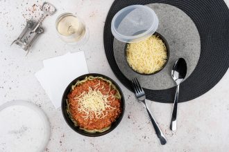 Large Black Bowl with Burger