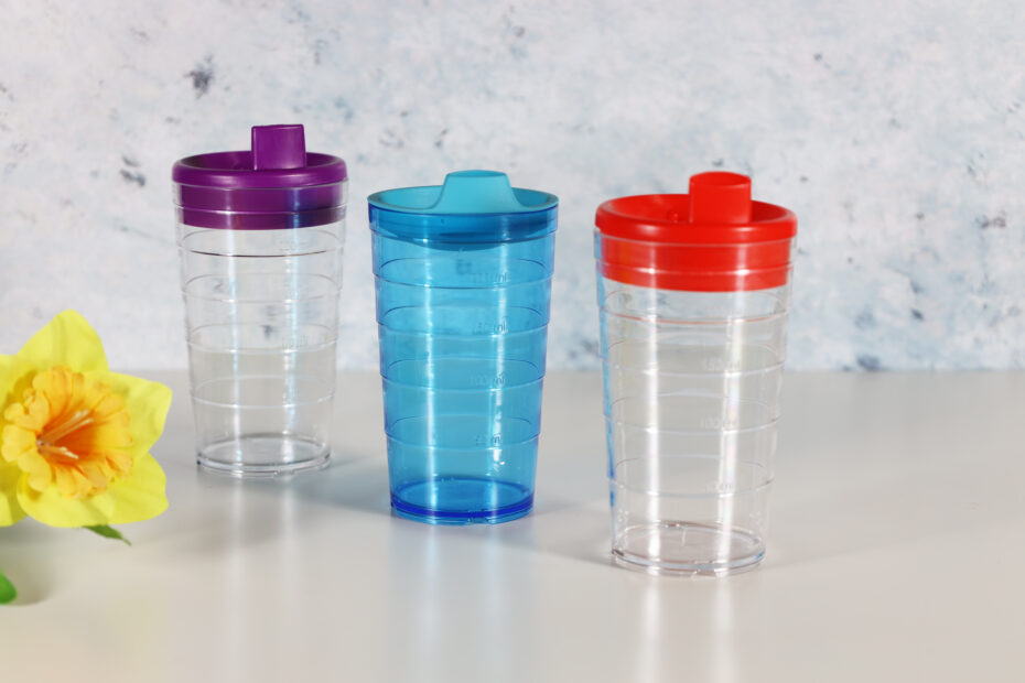 Ribbed Tumblers with Coloured Spouts