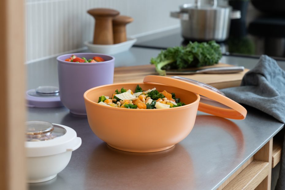 Salad in Peach Lunch Bowl with Lid