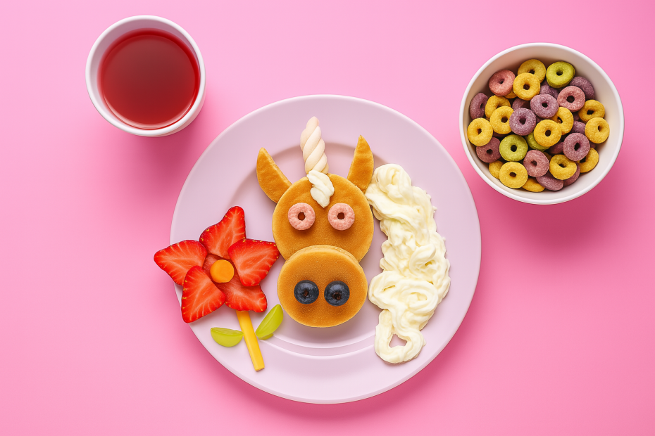 Lavender Pastel Plate with Children's Breakfast