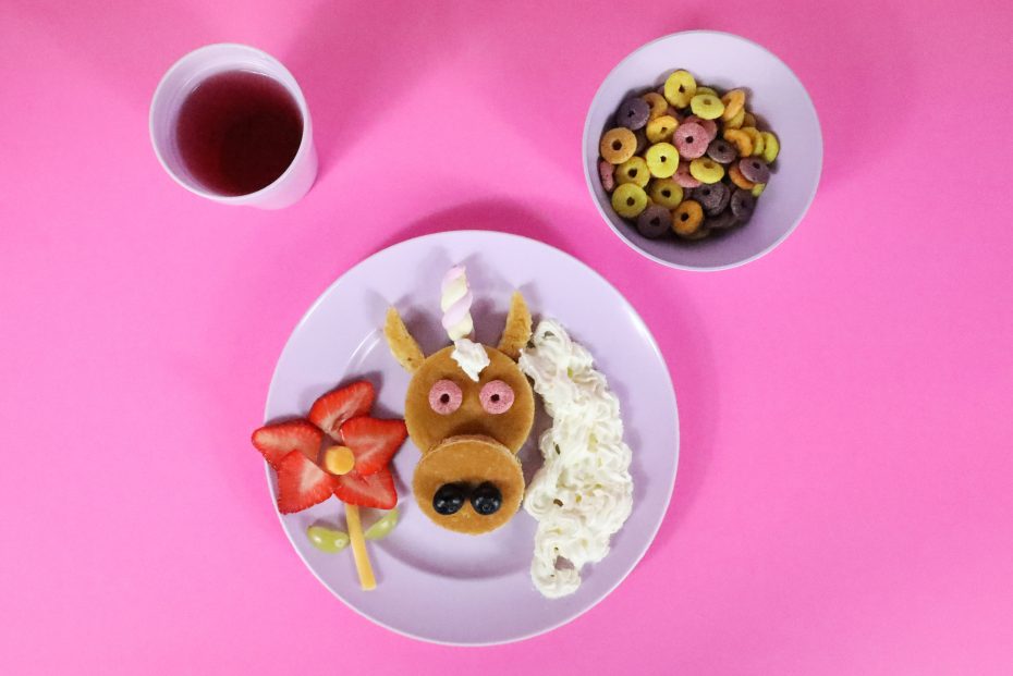 Children's Pancakes on Lavender Pastel Plate