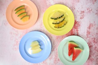 Fruit Slices on Pastel Plates
