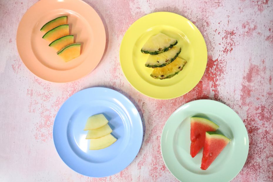 Fruit Slices on Pastel Plates
