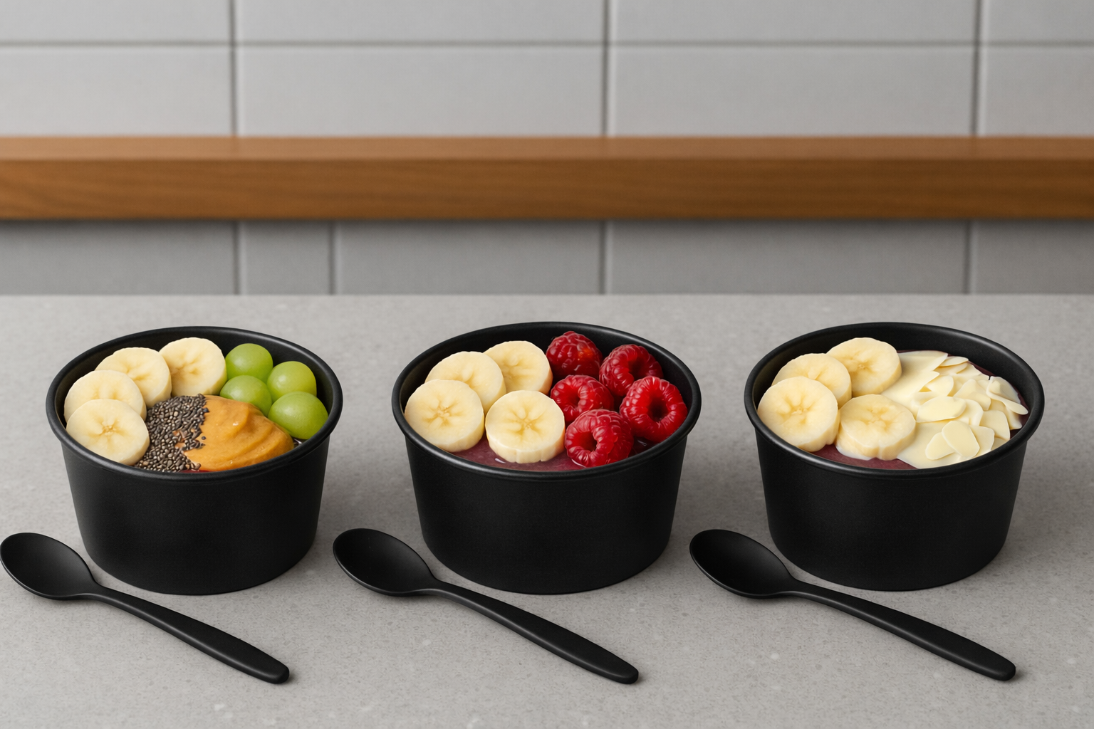 4R Black Teaspoons with Acai Bowls