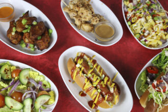 Selection of Street Food served in deep oval dishes.