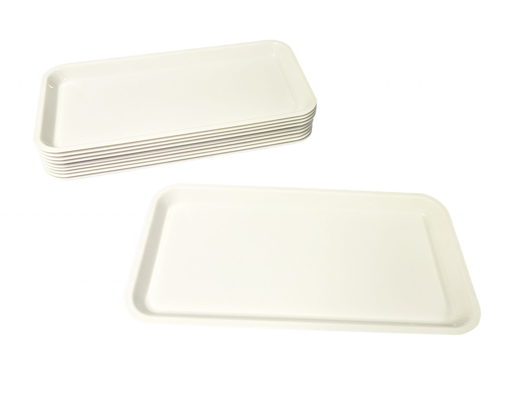 White plastic serving trays clearance