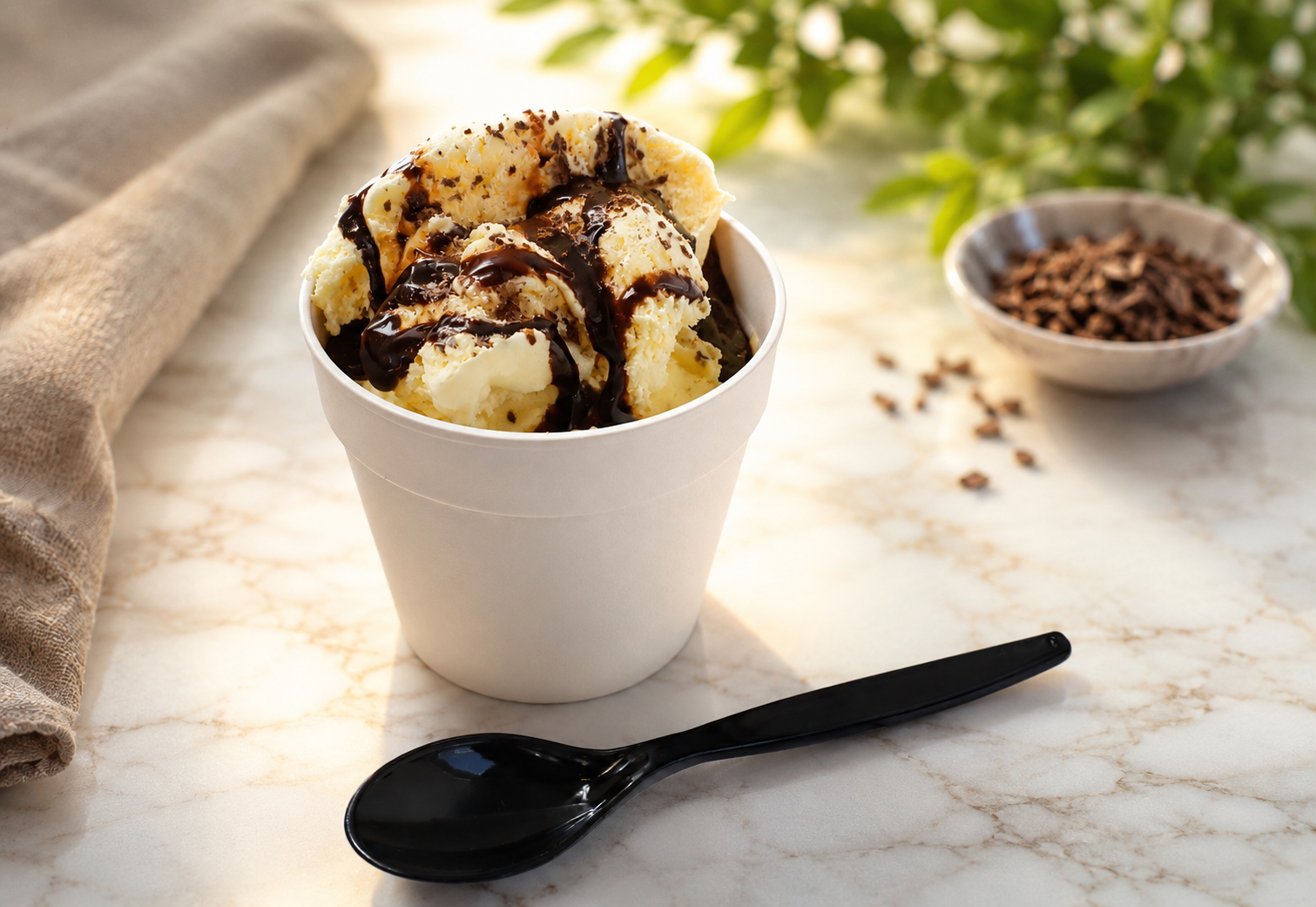 Ice Cream Portion in Small Smokey White Coffee to Go