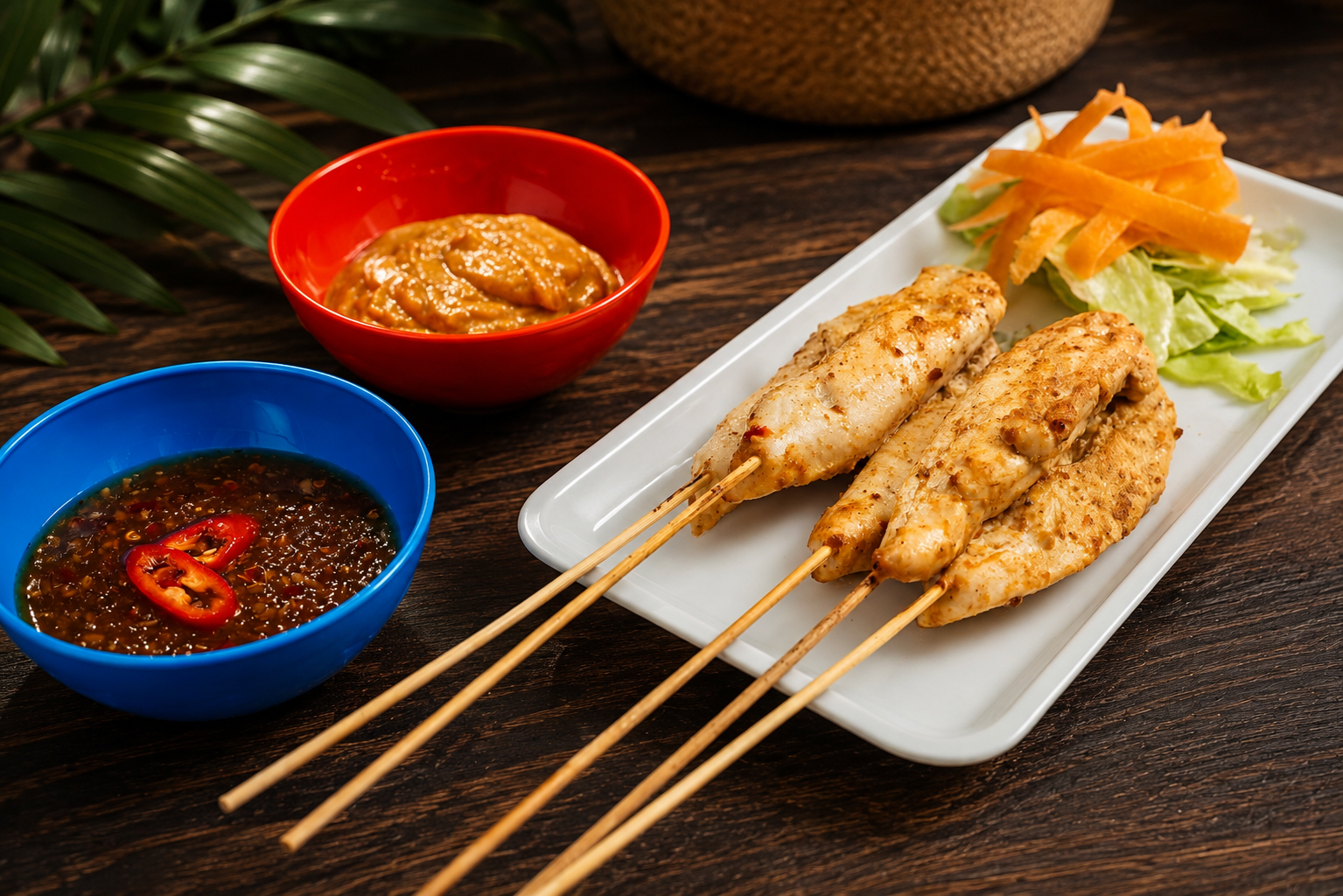Oriental Dish Served on White Cotton Serving Platter