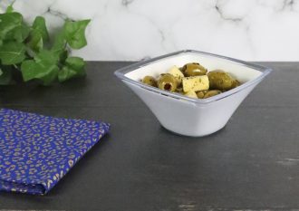 Small Square White Display Bowl with Olive Tapas