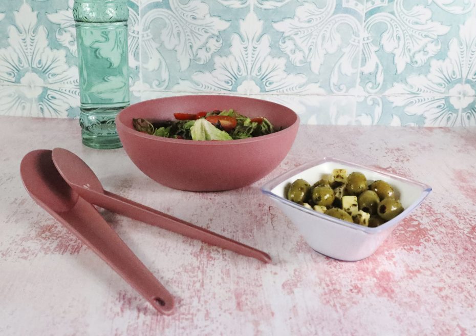 Small Square Bowl with Salad at Dinner