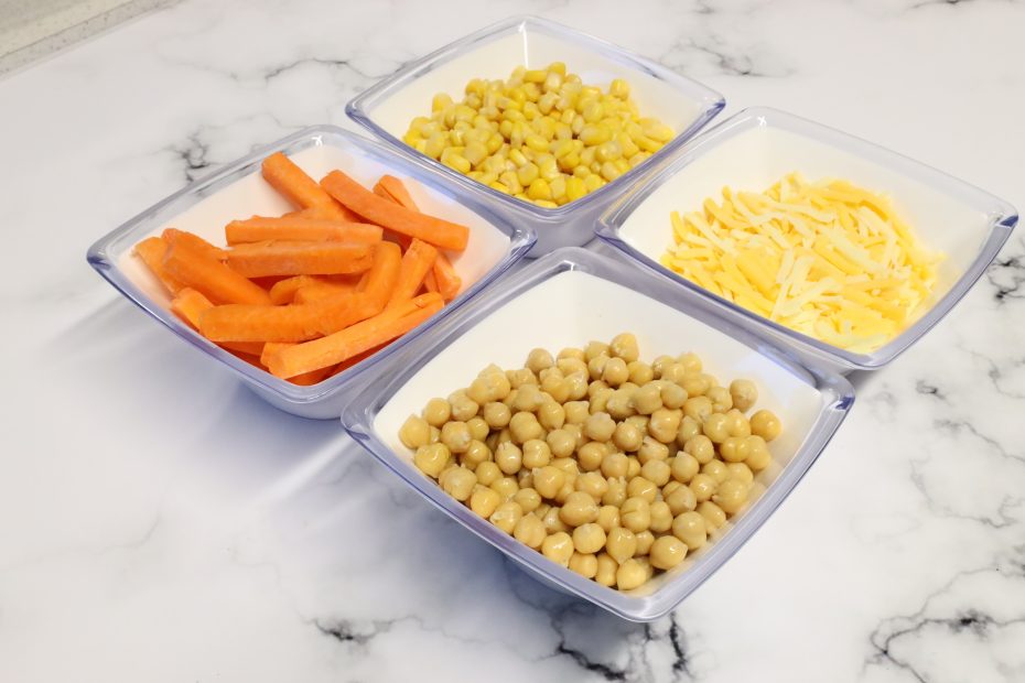 Medium Square Display Bowls with Fresh Vegetables