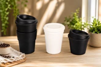 Coffee To Go Cups in Black and Smokey White