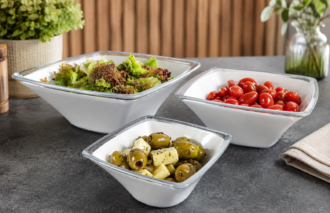 Range of White Square Display Bowls