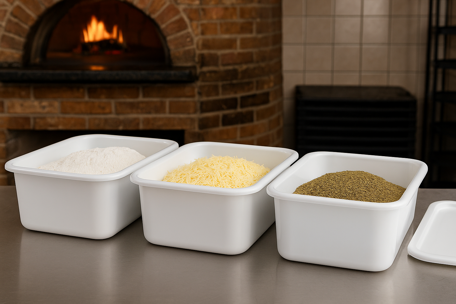 Dough Containers with Pizza Ingredients and Lid