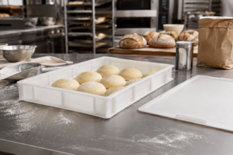 Artisan Bakery with Proofing Dough in Container with Lid