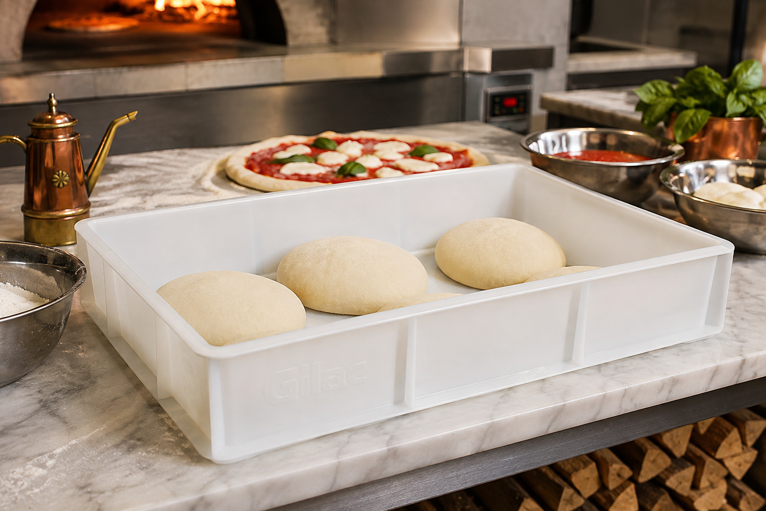 GN Dough Container in Modern Pizzeria