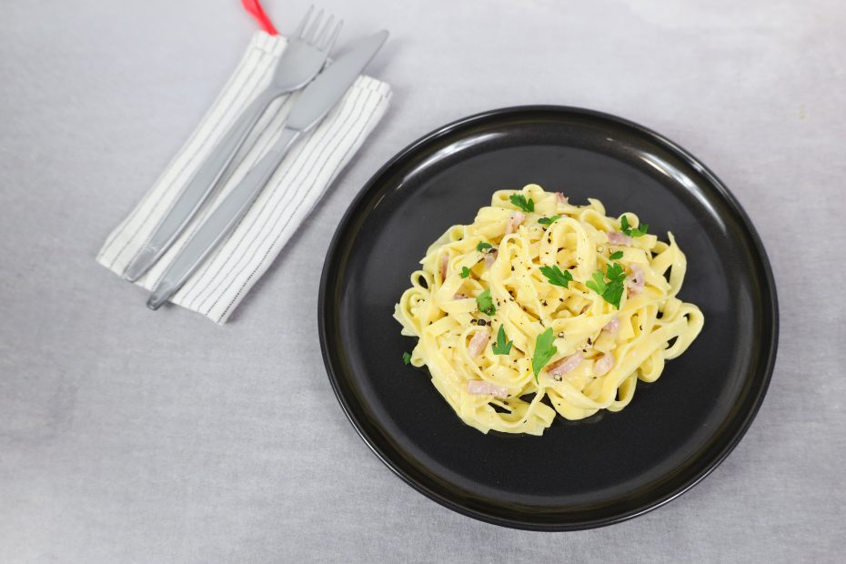 Pasta Dish Served on Walled Plate