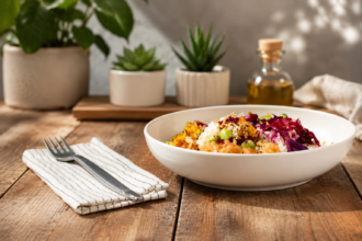 Rice Dish Served in White Walled Bowl
