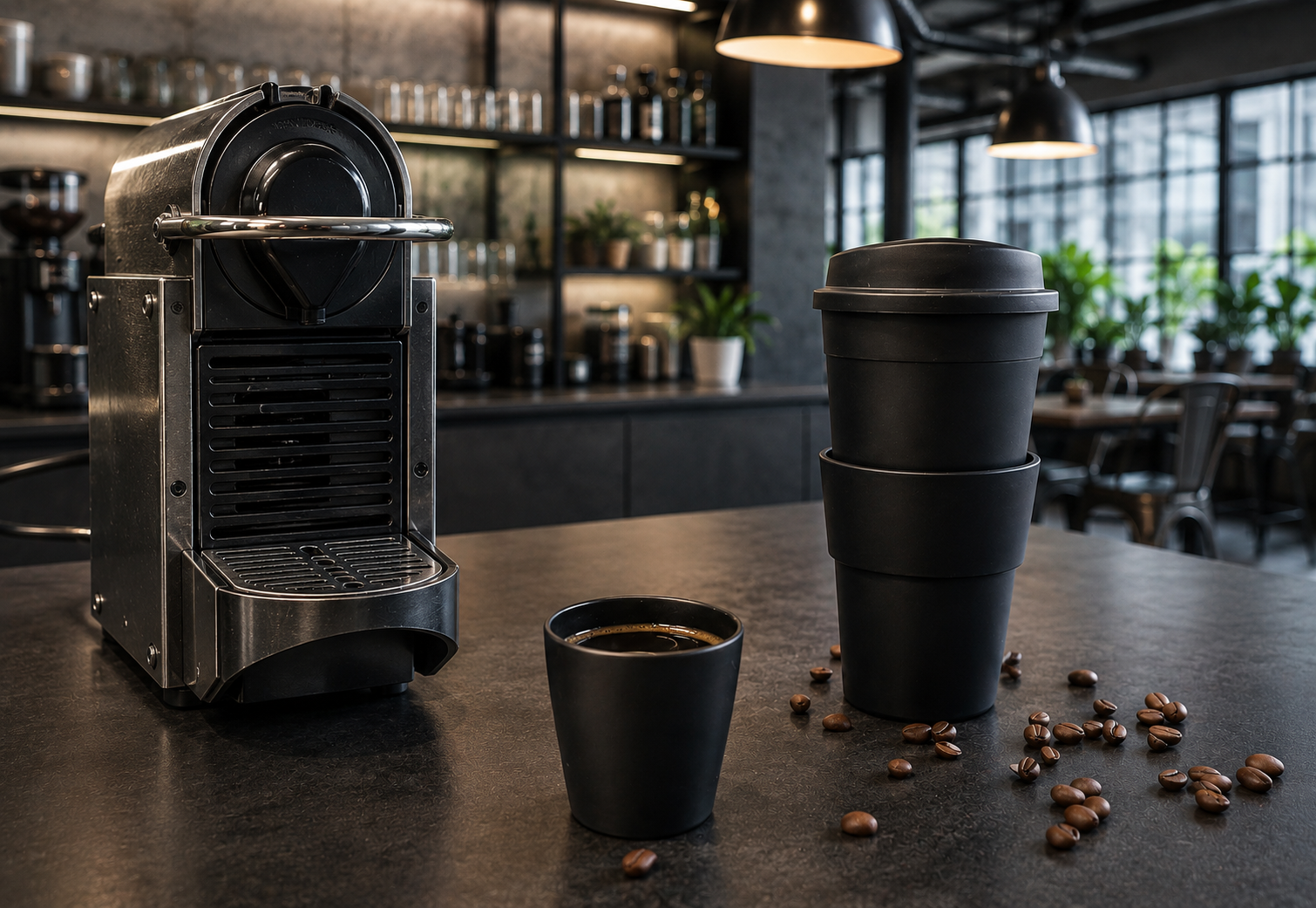 Modern Coffee Shop with Extra Large and Espresso Coffee To Go
