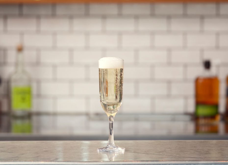 Aura Champagne Glass in Use