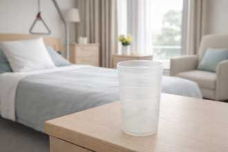Natural Graduated Tumbler in Care Home Bedroom Setting