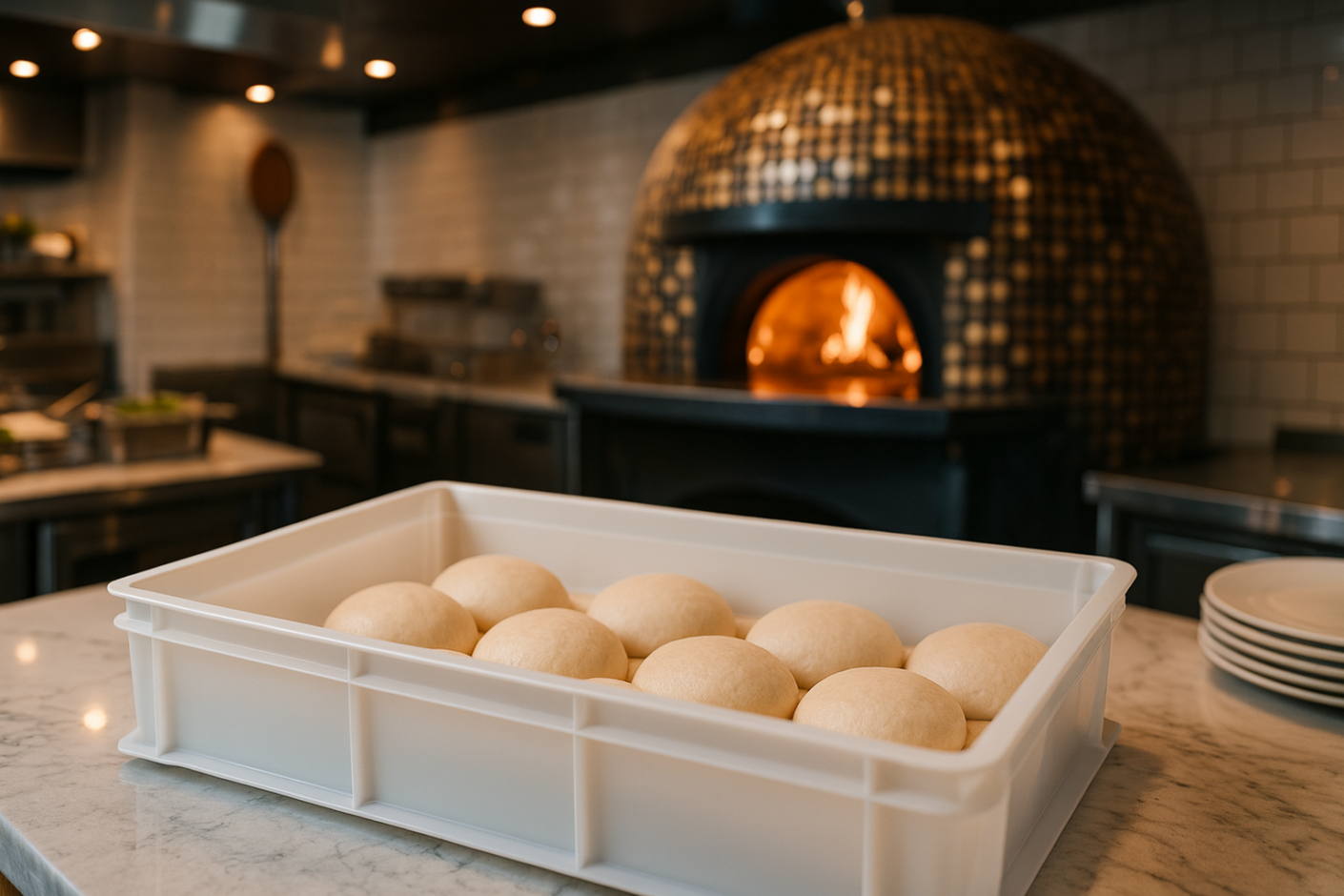 Dough Container with Proofing Pizza Dough Balls