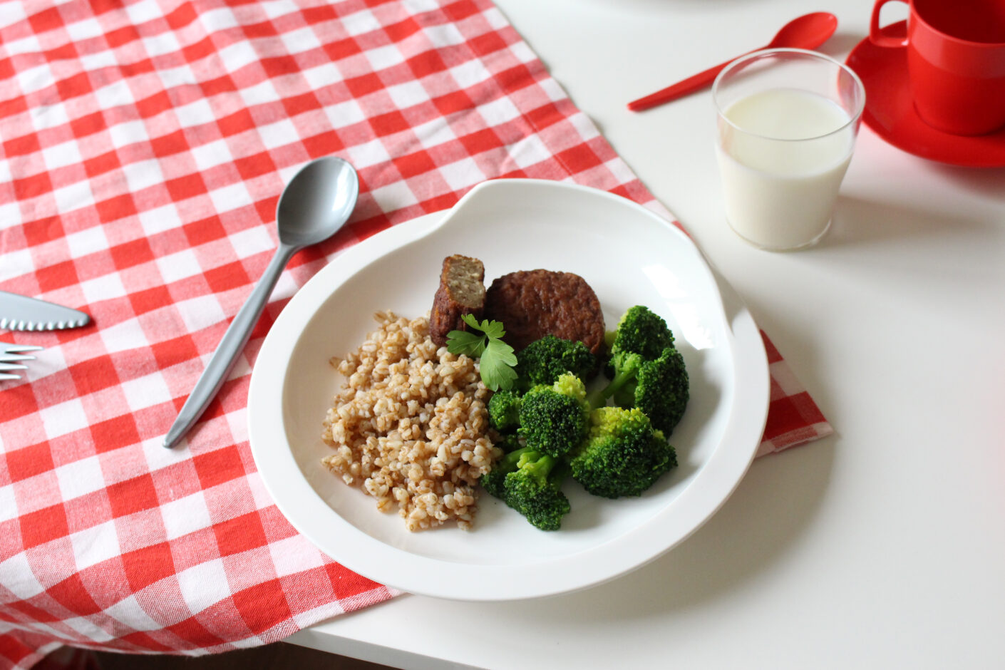 White Assisted Living Plate with Dinner in Care Home Setting